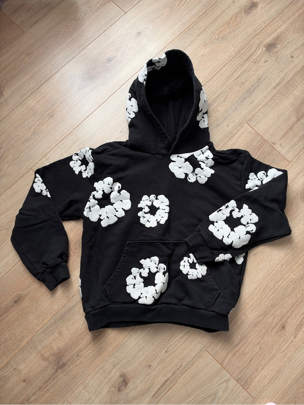 Denim tears black Floral Ring Print Hoodie -like new